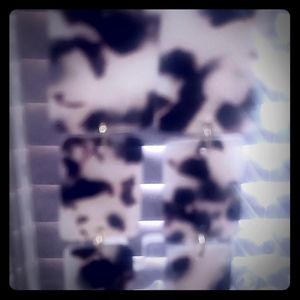 Chunky block lepord print dangle earrings